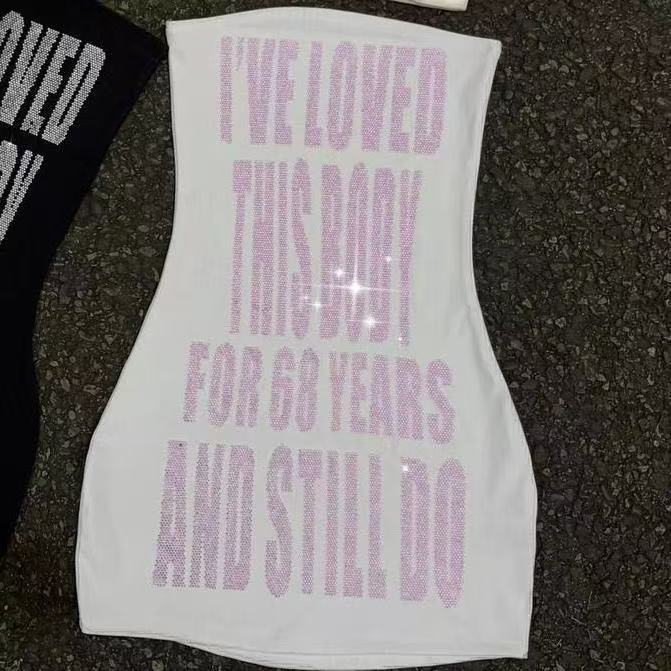 Sparkly Rhinestone Slogan Tube - огляд і ціна Sparkly Rhinestone Club Party Dress