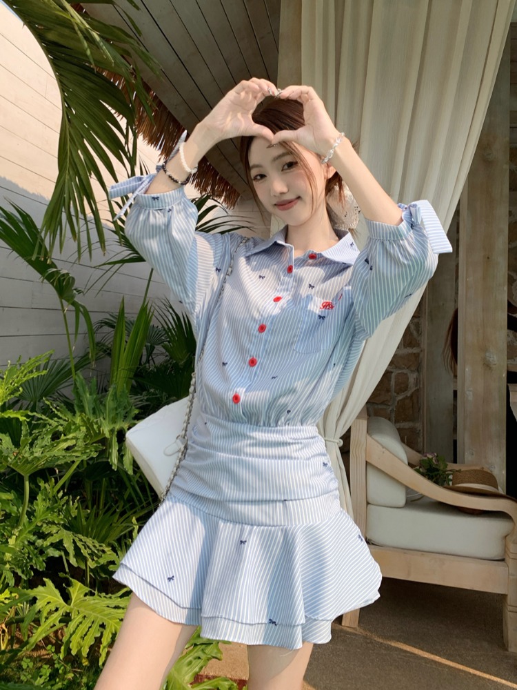 Korean Style Casual Striped Sh - огляд і ціна Korean Style A Line Shirt Dress