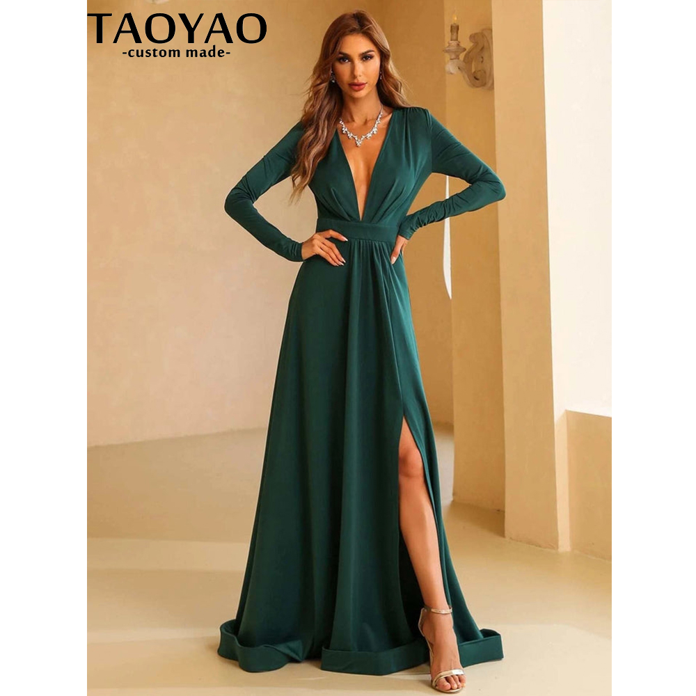 TaoYao Women Evening Dresses C - огляд і ціна Elegant Satin Evening Gown Split
