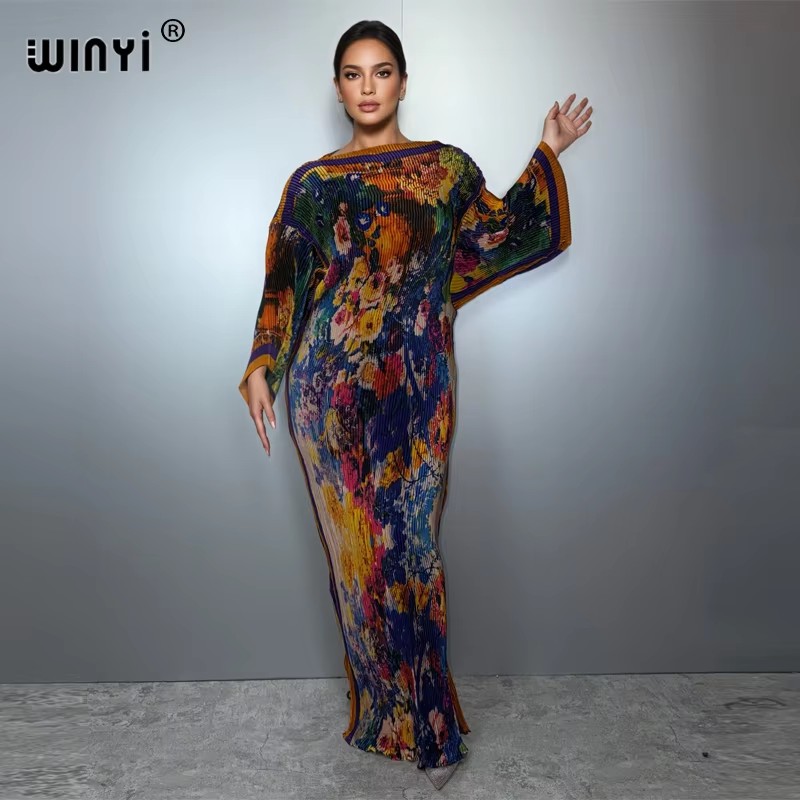 WINYI summer Pleated Elastic l - огляд і ціна Boho Summer Beach Maxi Dress