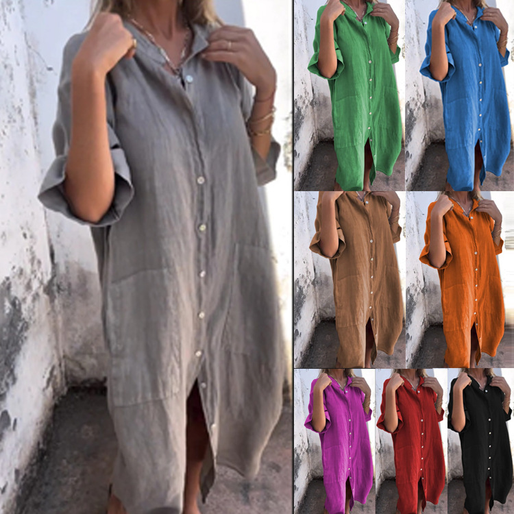 2026 Women's Old Money Shirt D - огляд і ціна Casual Loose Linen Shirt Dress