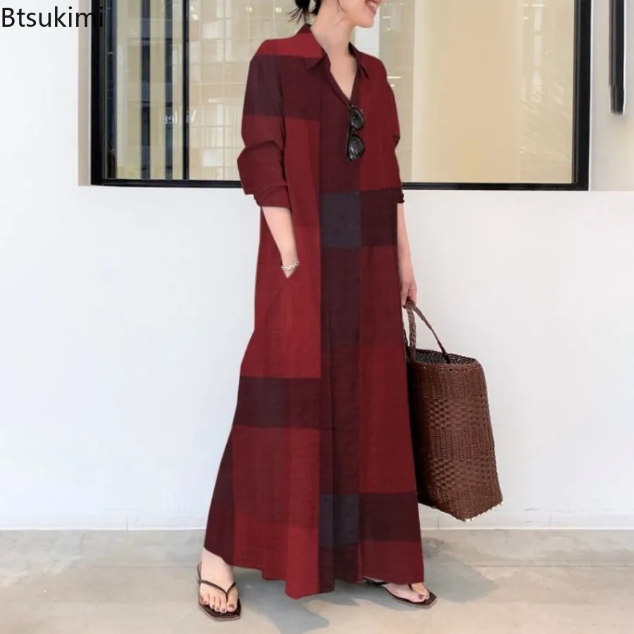Fashion New Shirt Dress Women  - огляд і ціна Casual Loose Linen Shirt Dress