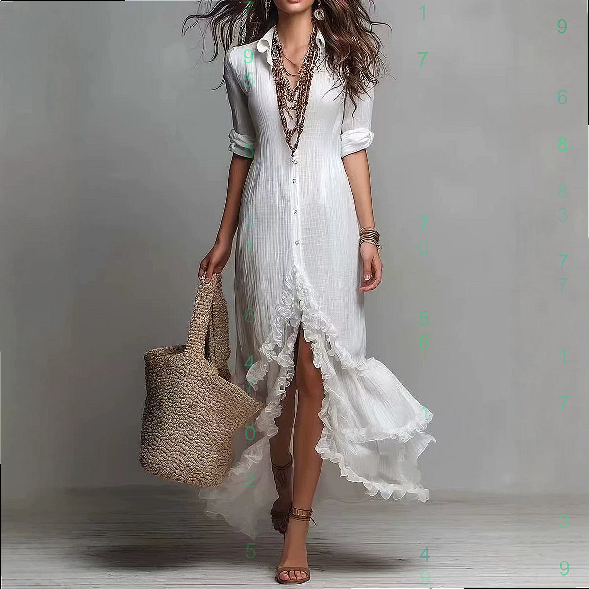 Cross back cotton linen dress  - огляд і ціна Casual Loose Linen Shirt Dress