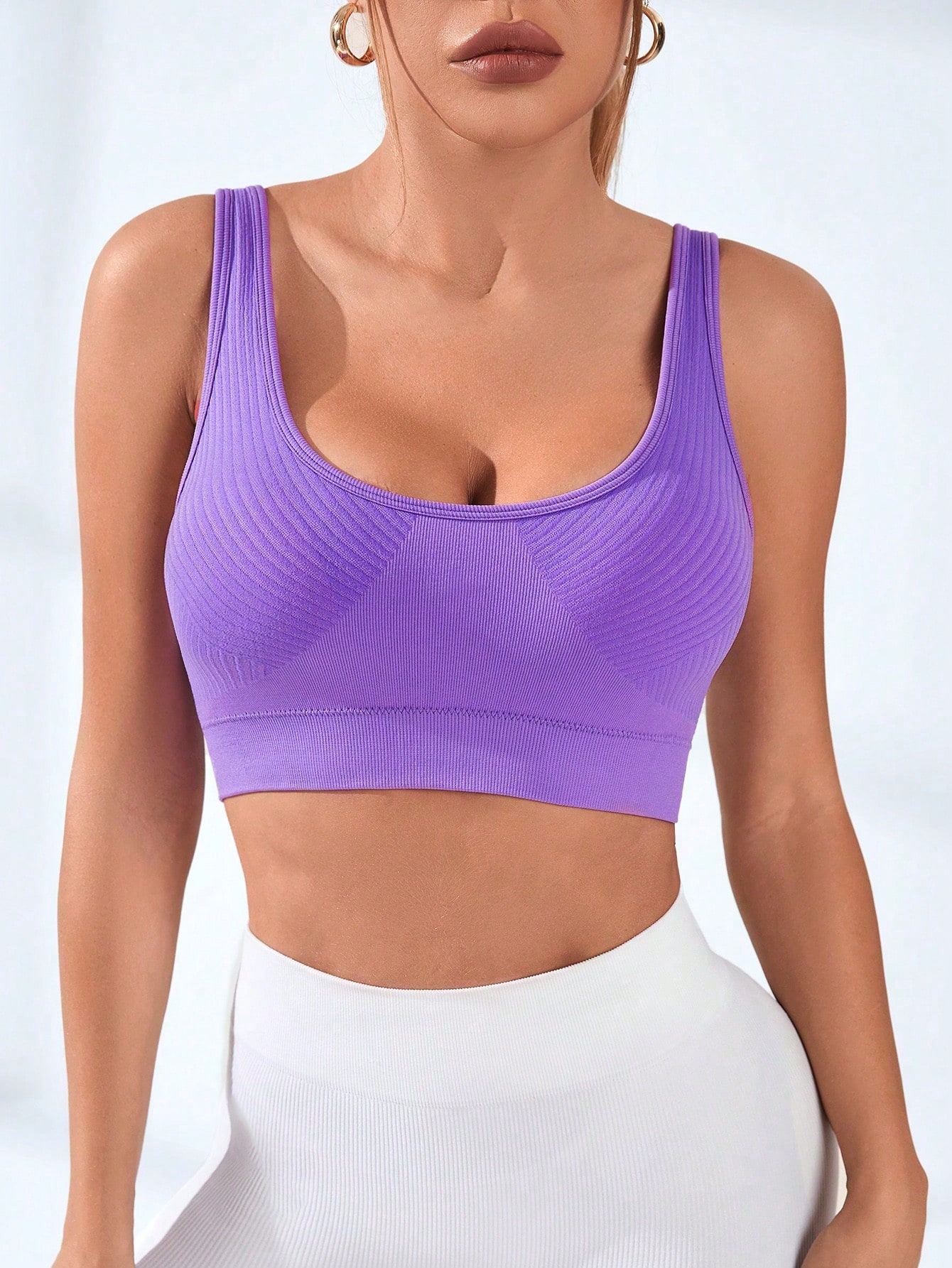 Women's Ribbed U-Neck Sports B - огляд і ціна Seamless Ribbed Workout Tank Top