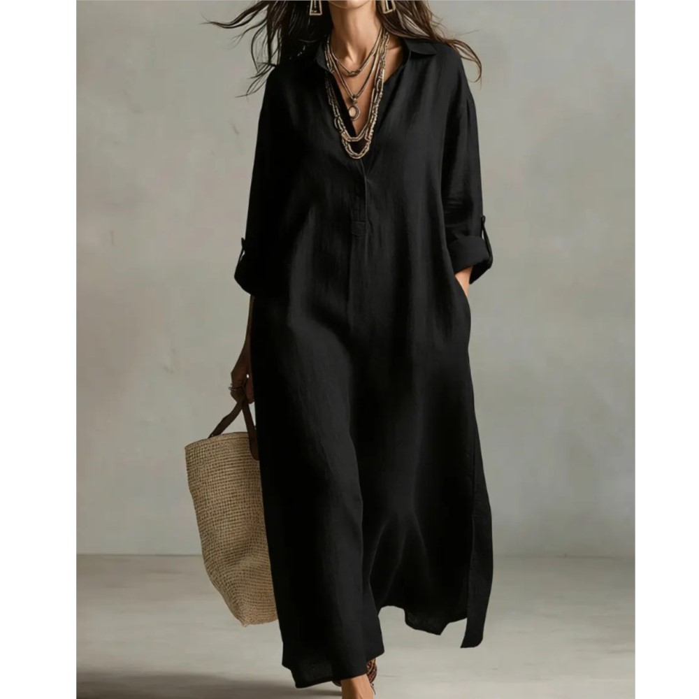 Women Vintage Linen Shirt Dres - огляд і ціна Casual Loose Linen Shirt Dress