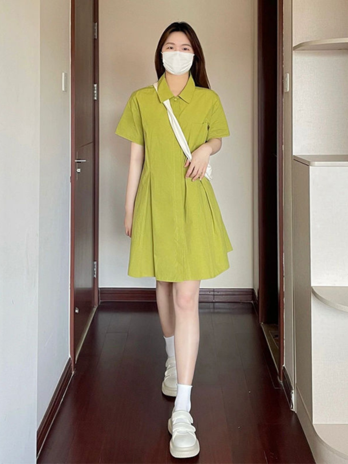 plus Size  Collar Dress Women  - огляд і ціна Korean Style A Line Shirt Dress