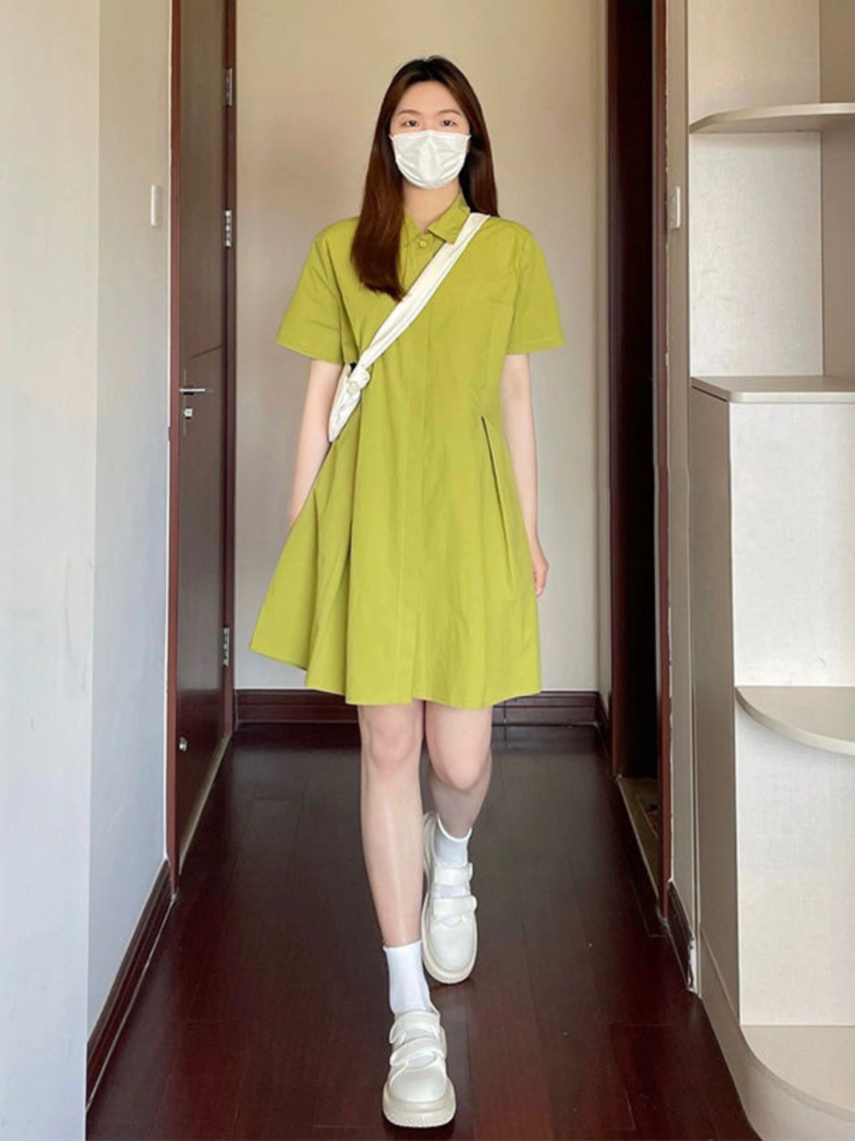 plus Size  Collar Dress Women  - огляд і ціна Korean Style A Line Shirt Dress