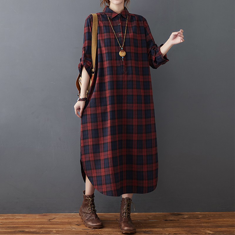 Cotton Linen Dress Women's Aut - огляд і ціна Casual Loose Linen Shirt Dress