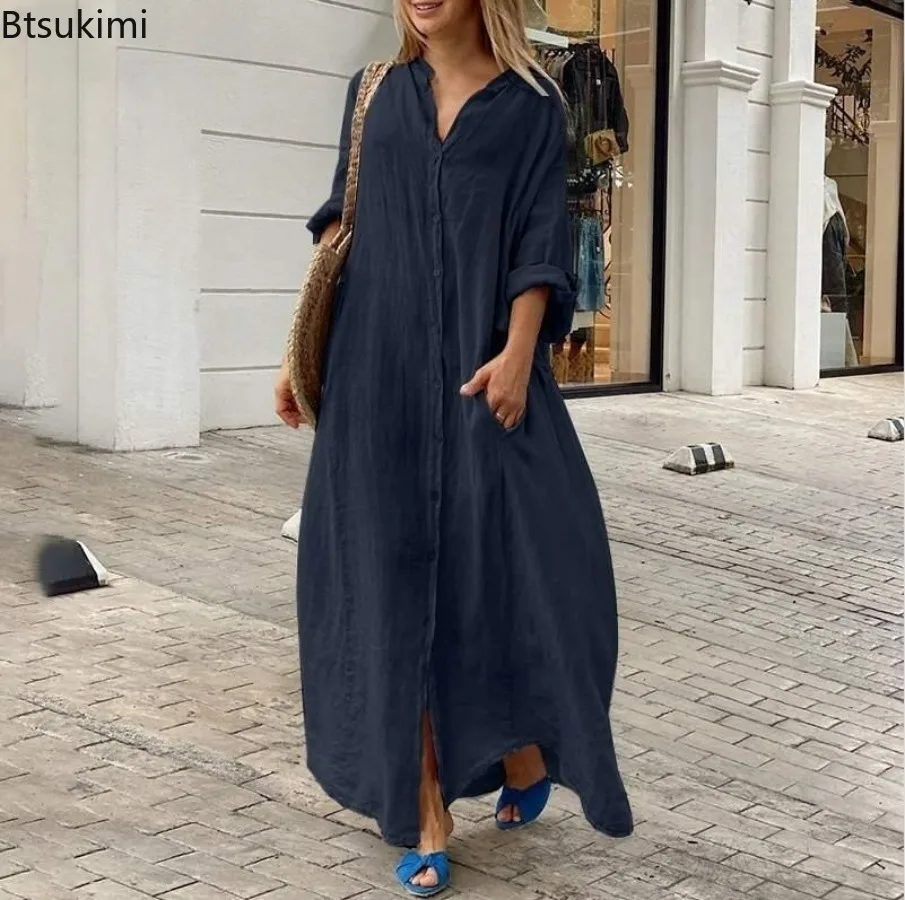 2026 Women's Casual Cotton Lin - огляд і ціна Casual Loose Linen Shirt Dress