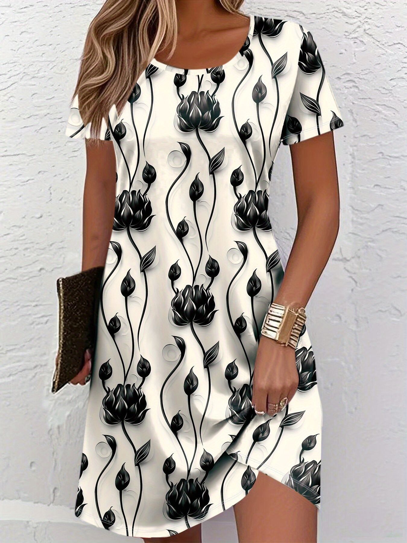 New Women Slim Summer 3D Print - огляд і ціна French Vintage Floral Midi Dress