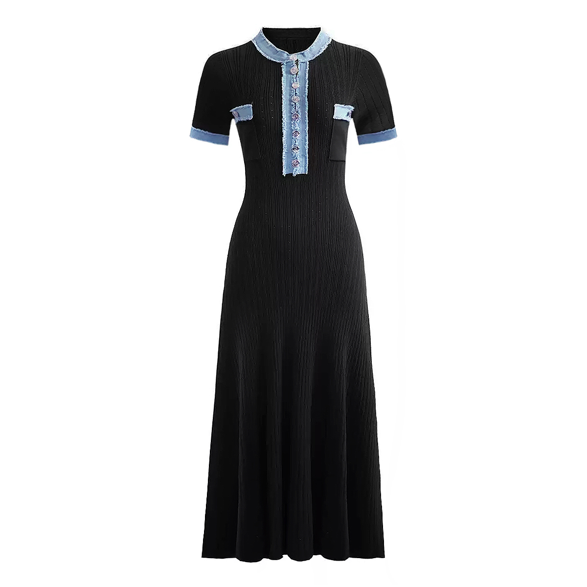 Ribbed Knit Mermaid Long Dress - огляд і ціна Bodycon Long Sleeve Ribbed Dress