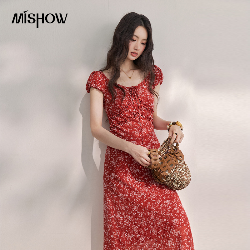 MISHOW Women's Vintage Red Flo - огляд і ціна French Vintage Floral Midi Dress