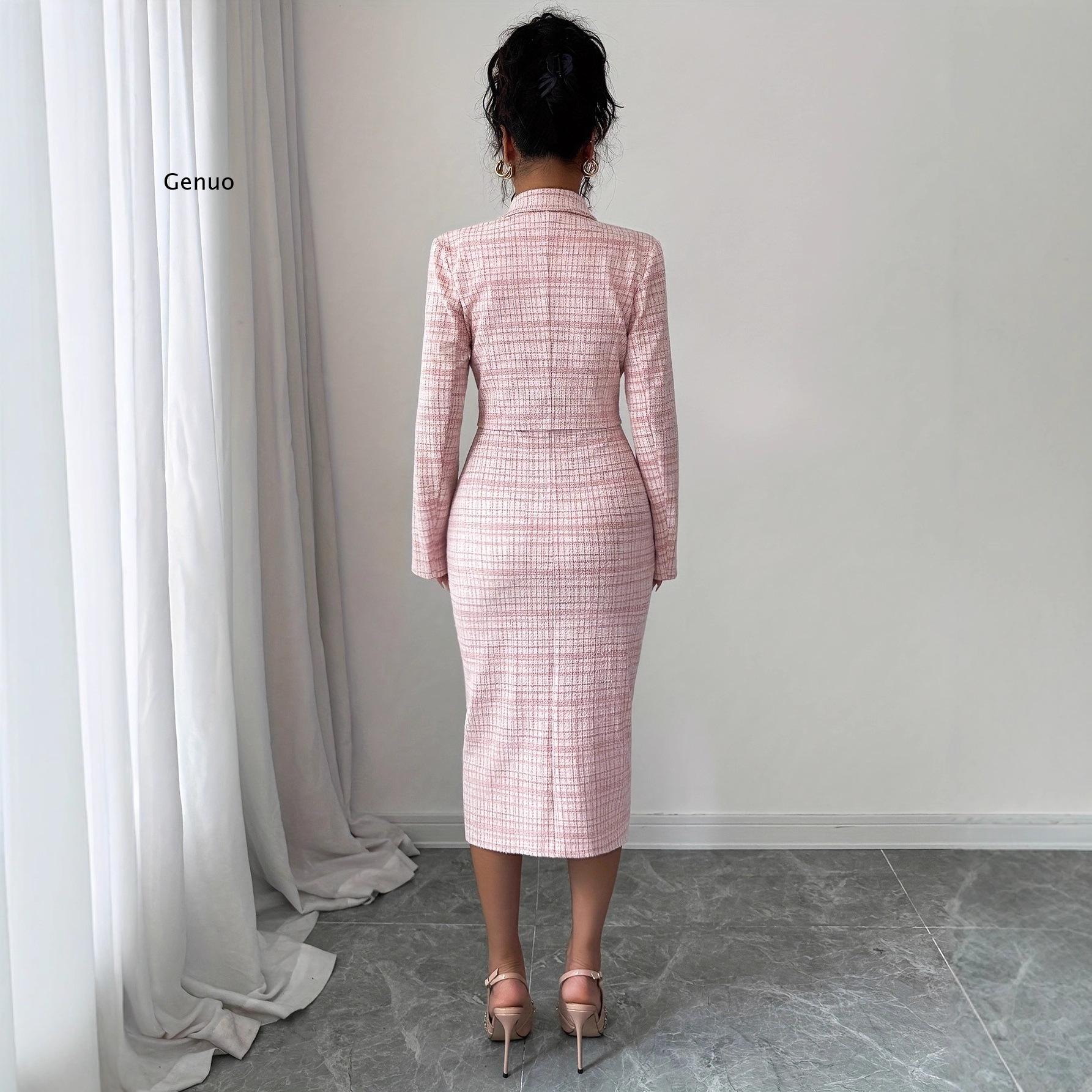 2026 New Women Elegant Tweed T - огляд і ціна Tweed Two Piece Blazer Dress
