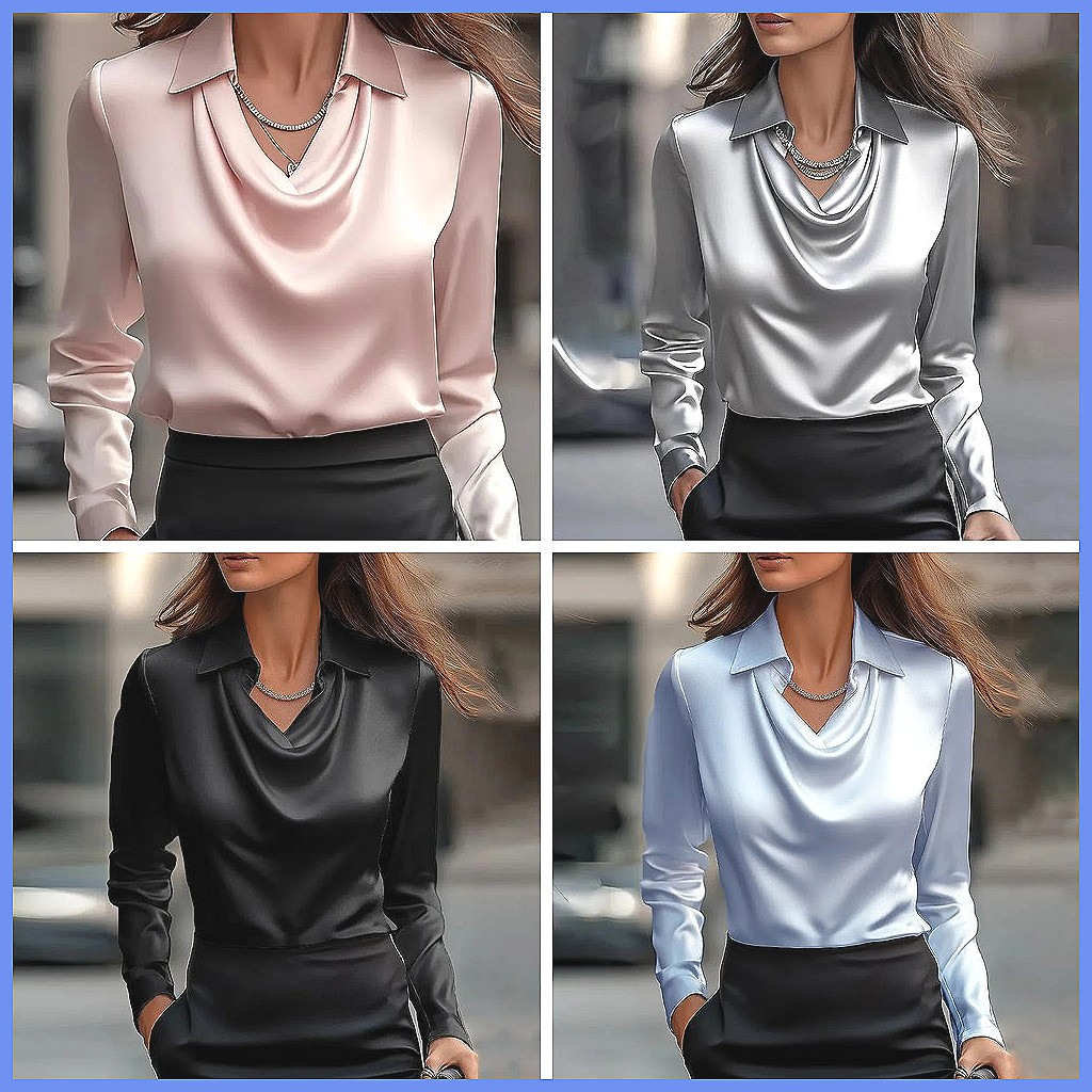 Vintage Satin Blouse Women Lon - огляд і ціна Blouses