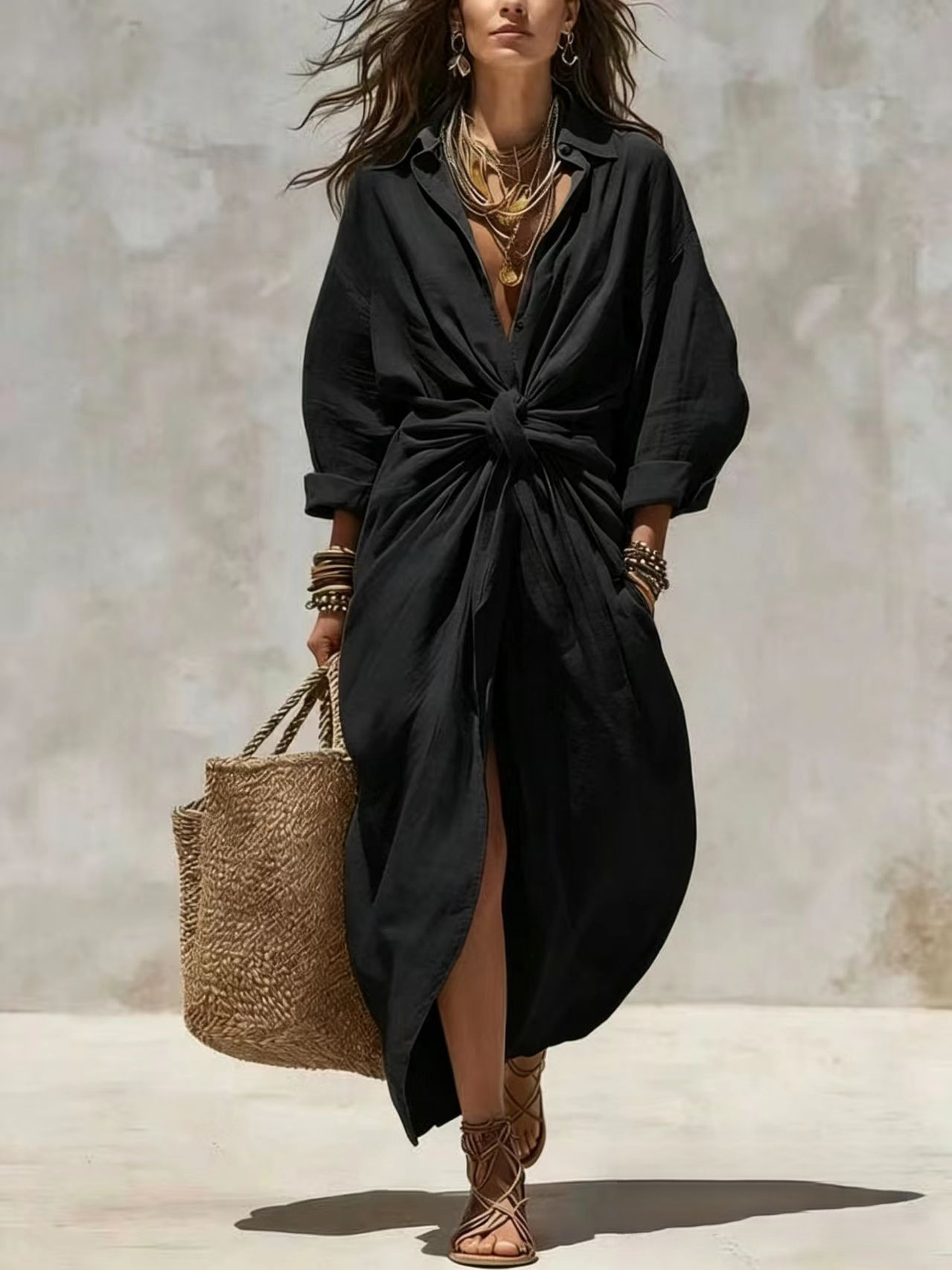 Boho White Linen Cotton Shirt  - огляд і ціна Casual Loose Linen Shirt Dress