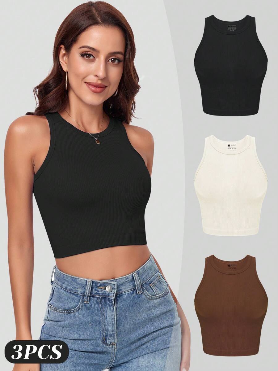 VVX Womens 3 Pack Crop Tank To - огляд і ціна Seamless Ribbed Workout Tank Top