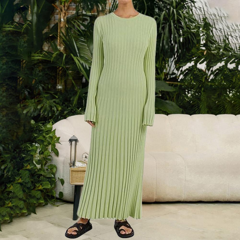 Ribbed Knit Dress Women's Long - огляд і ціна Bodycon Long Sleeve Ribbed Dress