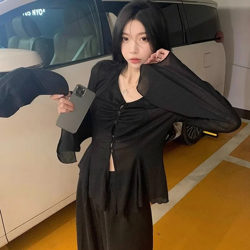Sheer Flare Sleeve Blouse - Y2 - огляд і ціна Blouses