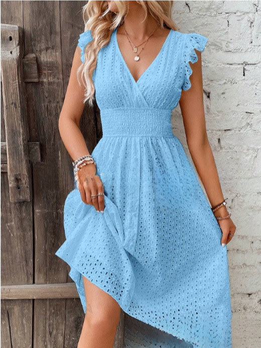 Summer Cotton Eyelet V-Neck Dr - огляд і ціна French Vintage Floral Midi Dress
