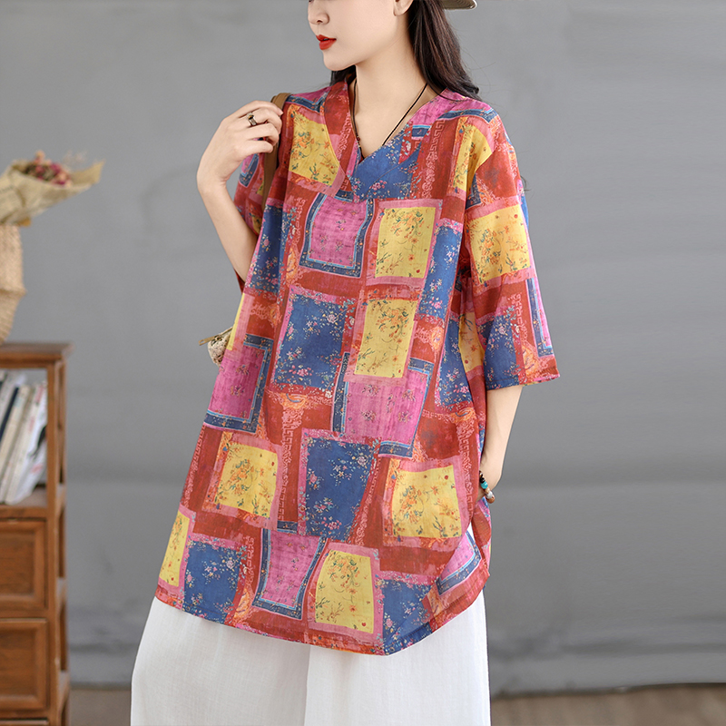 Casual Cotton Linen Print Retr - огляд і ціна Casual Loose Linen Shirt Dress