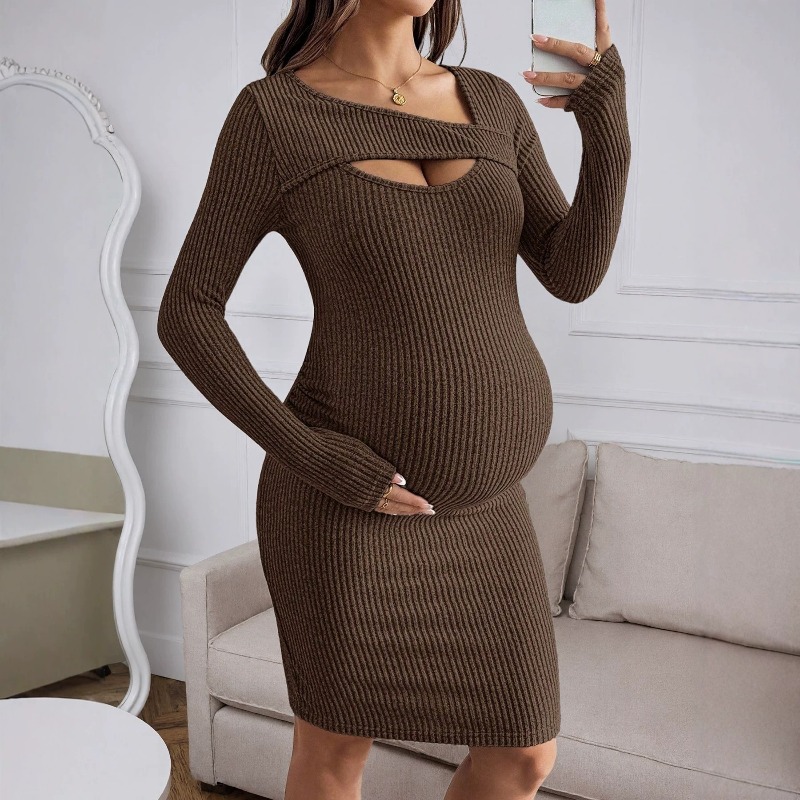 Maternity Clothes Long-sleeved - огляд і ціна Bodycon Long Sleeve Ribbed Dress