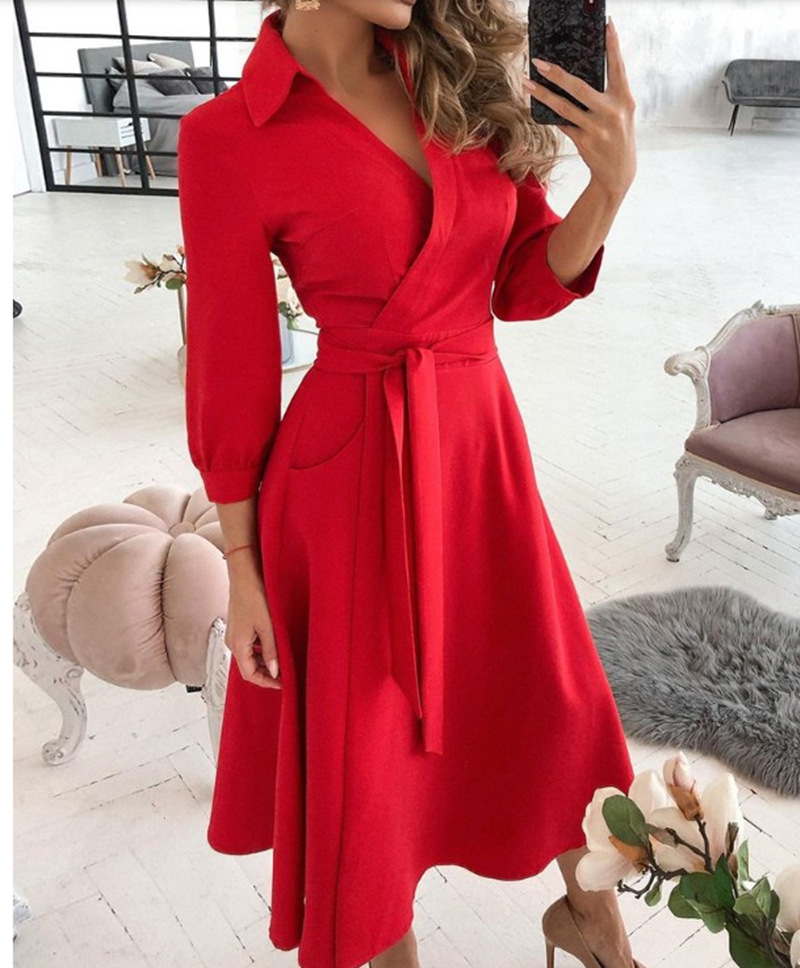 Women Print Dress Sexy V-Neck  - огляд і ціна French Vintage Floral Midi Dress