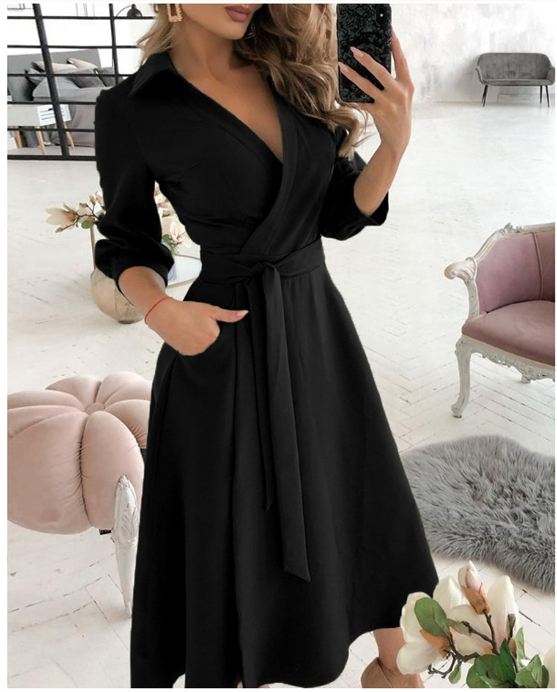 Women Print Dress Sexy V-Neck  - огляд і ціна French Vintage Floral Midi Dress
