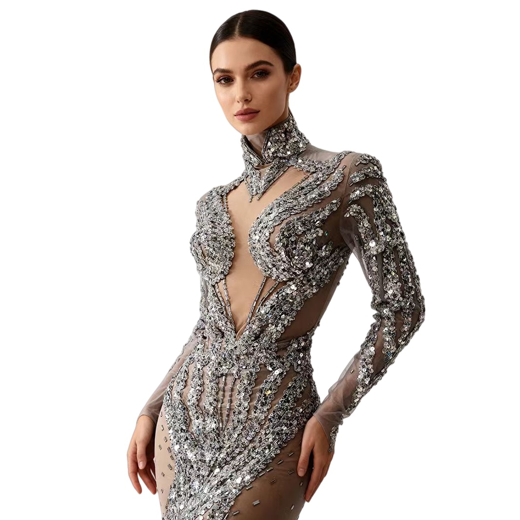 Silver Sparkly Sequins See Thr - огляд і ціна Sparkly Rhinestone Club Party Dress