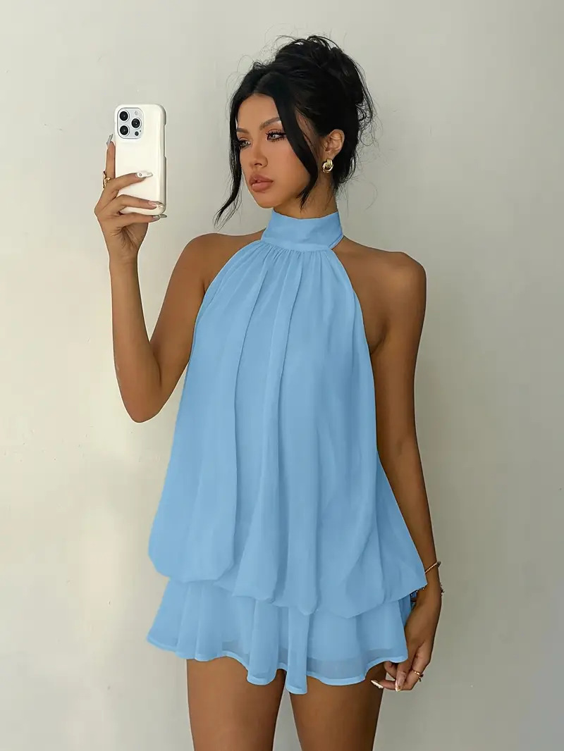 Women's Halter Neck Dress Back - огляд і ціна Y2K Backless Halter Mini Dress