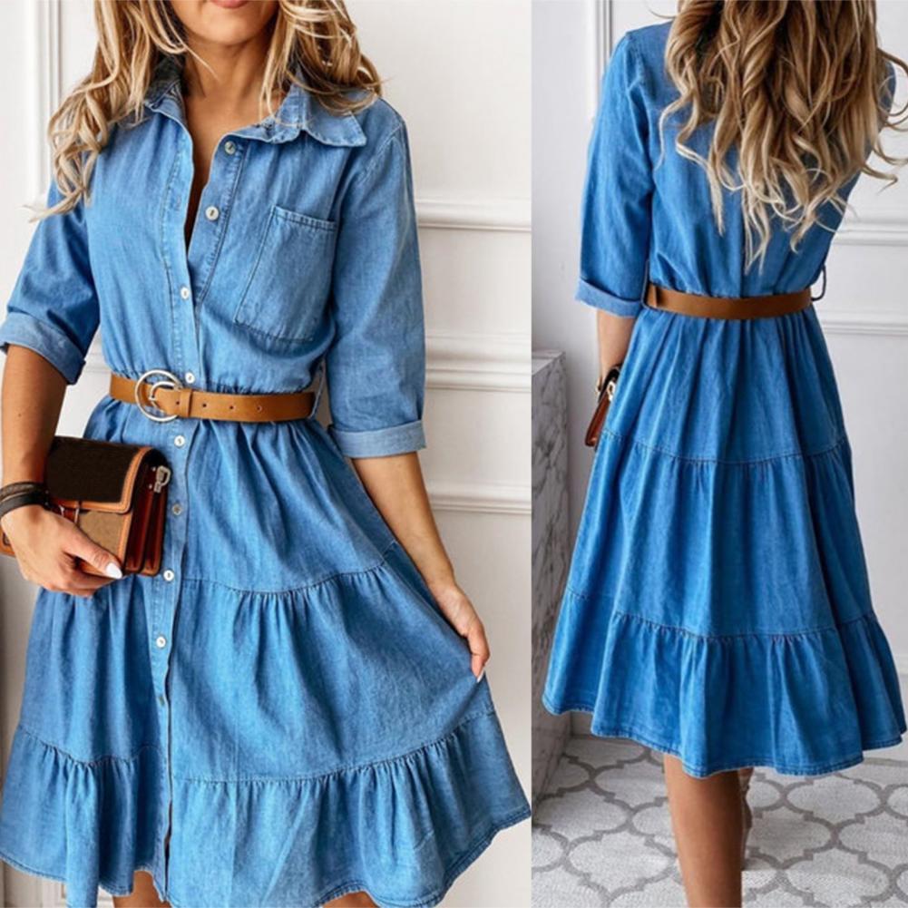 Denim Dress Three Quarter Slee - огляд і ціна French Vintage Floral Midi Dress