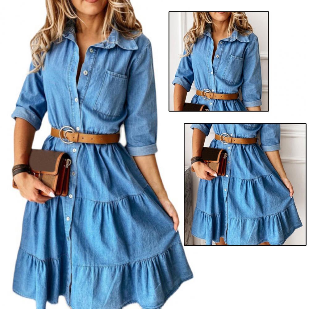 Denim Dress Three Quarter Slee - огляд і ціна French Vintage Floral Midi Dress