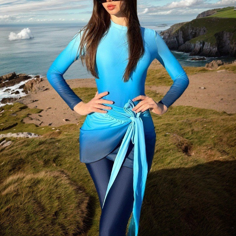 Blue Long Sleeve Swimsuit High - огляд і ціна Skirts