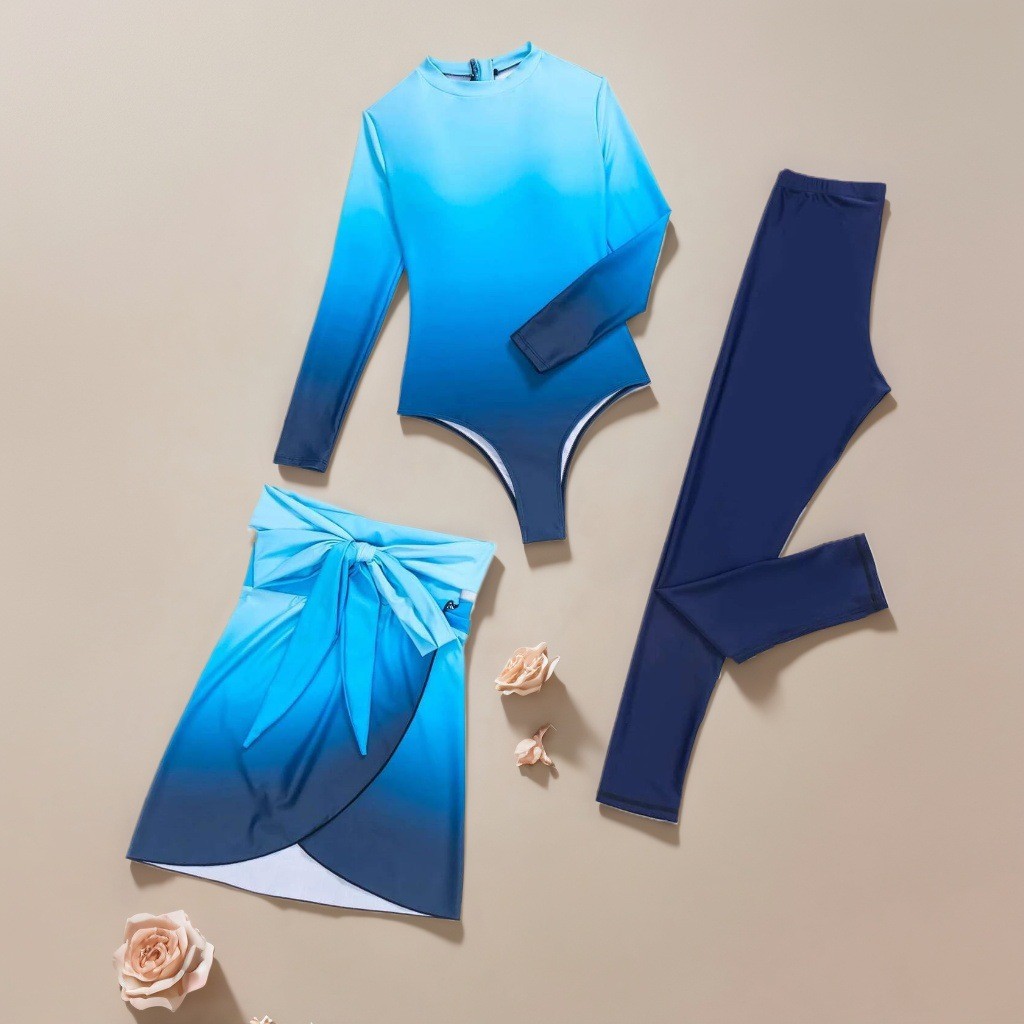 Blue Long Sleeve Swimsuit High - огляд і ціна Skirts