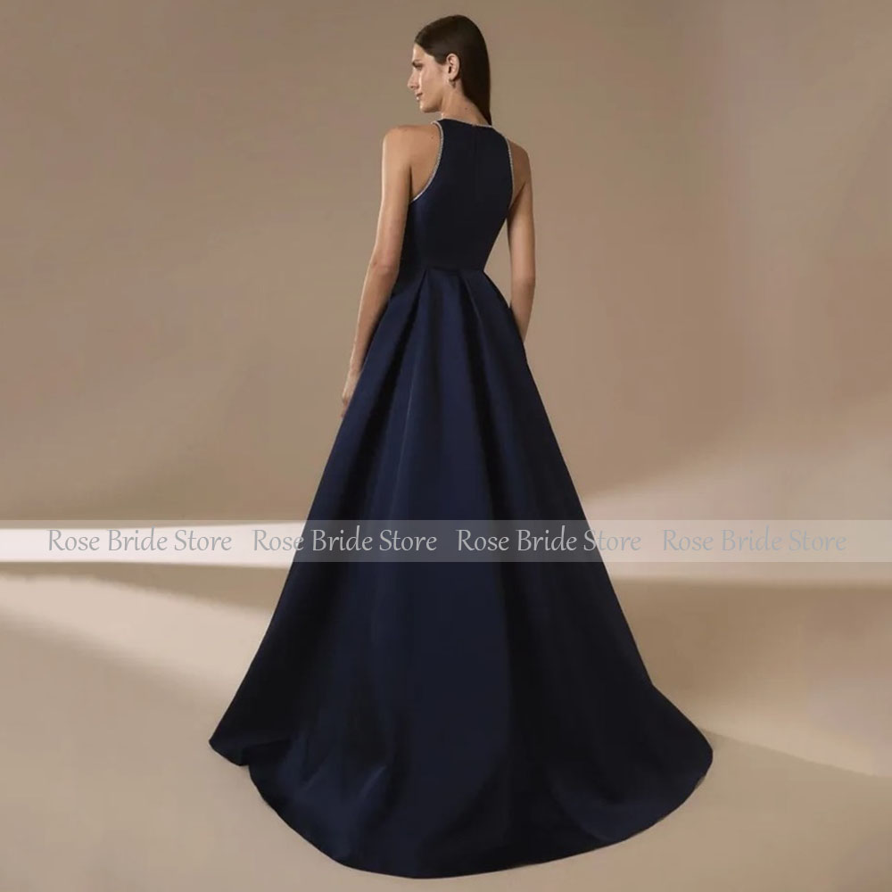 Navy Blue Satin Evening Dresse - огляд і ціна Elegant Satin Evening Gown Split