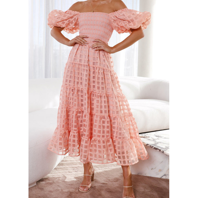 Elegant Off Shoulder Women's S - огляд і ціна Off Shoulder Puff Sleeve Sundress