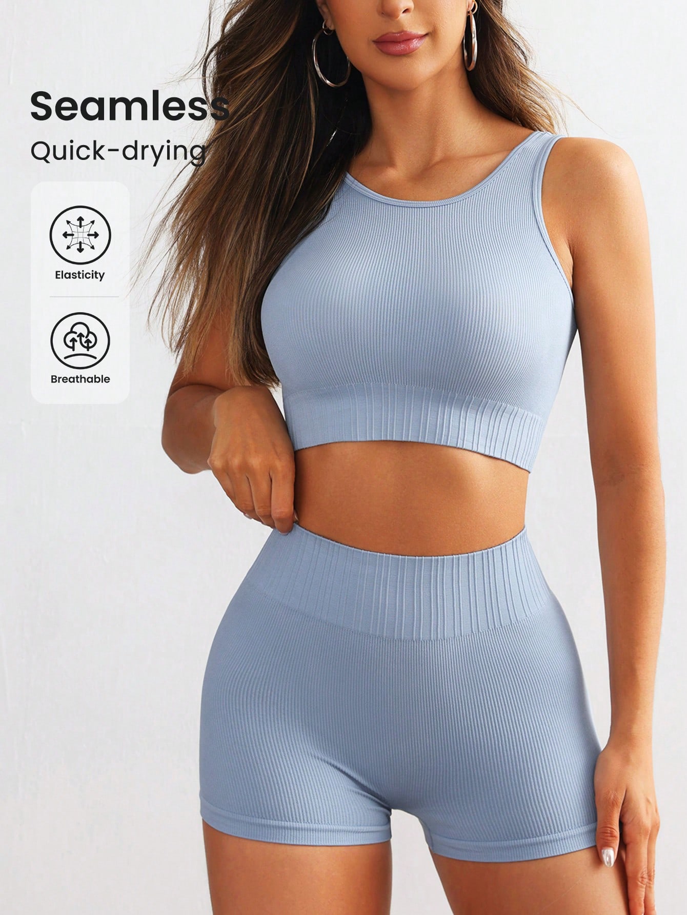 Women Seamless Ribbed Yoga Set - огляд і ціна Seamless Ribbed Workout Tank Top