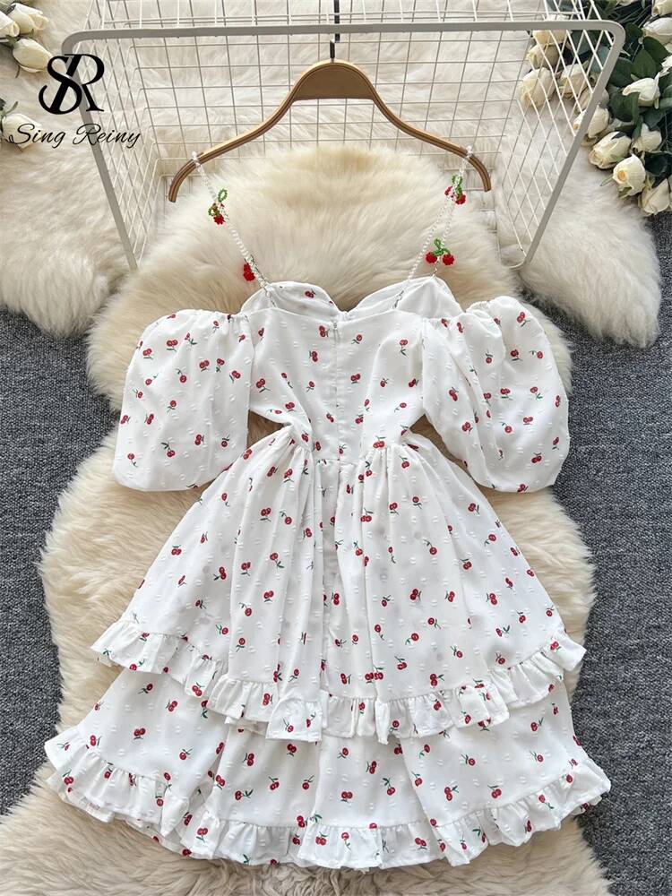 Fairycore Vacation Summer Dres - огляд і ціна Off Shoulder Puff Sleeve Sundress