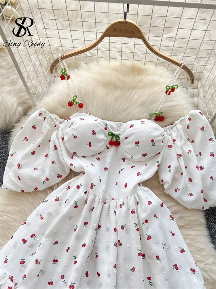 Fairycore Vacation Summer Dres - огляд і ціна Off Shoulder Puff Sleeve Sundress